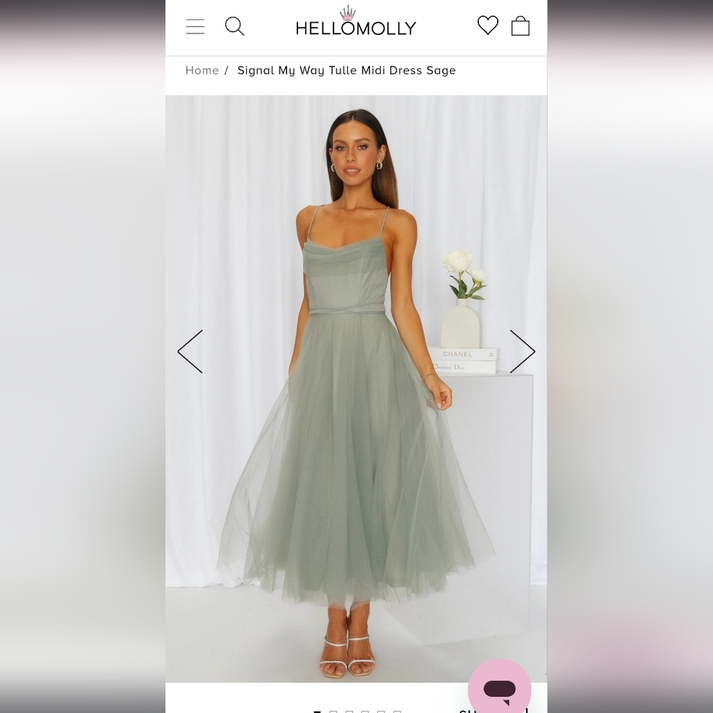 Hello Molly Signal My Way Tulle Midi Dress size small in Sage